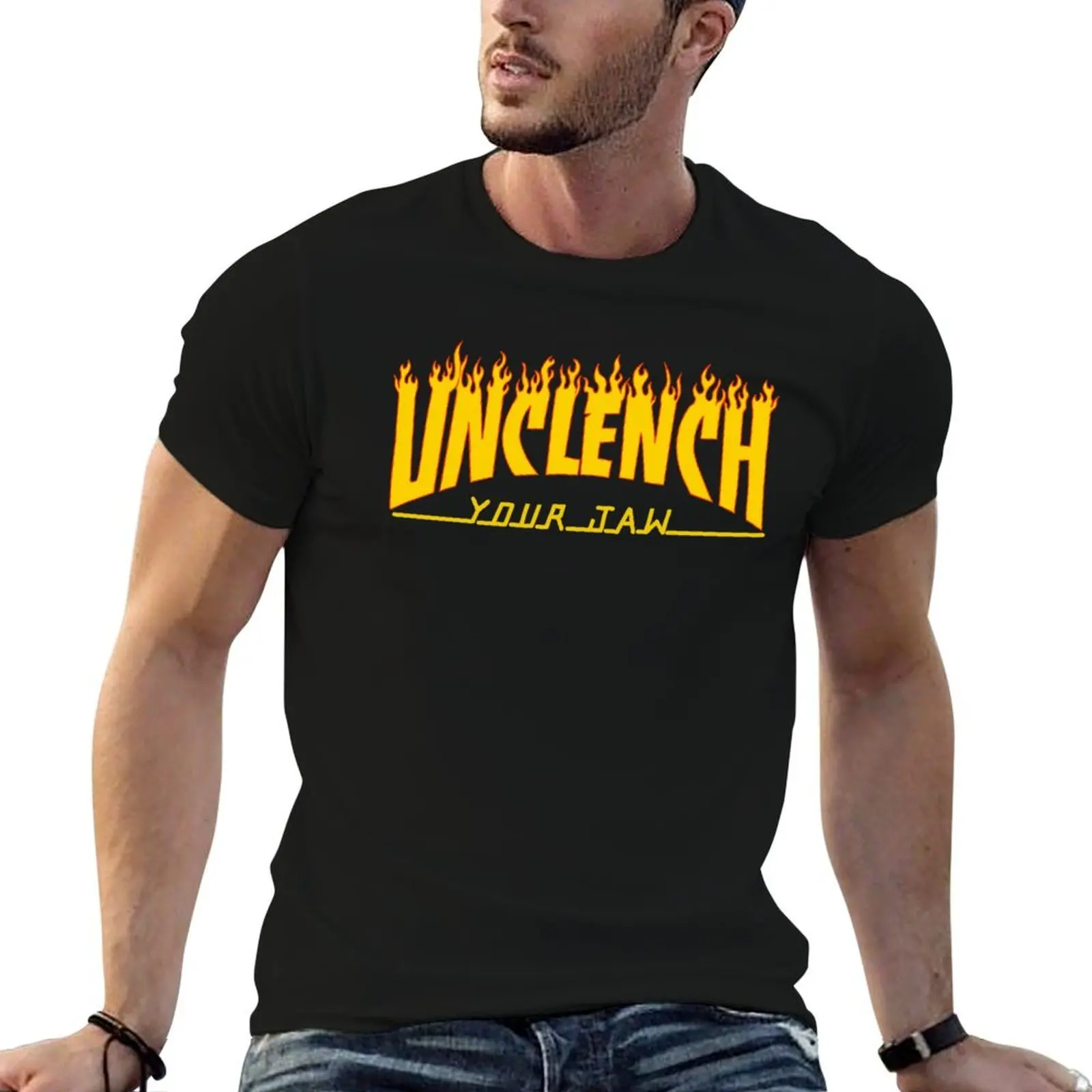 

Unclench Your Jaw - футболка The Peach Fuzz, черная хлопковая футболка, однотонная мужская упаковка, футболки для мужчин, футболка с графическими машинками