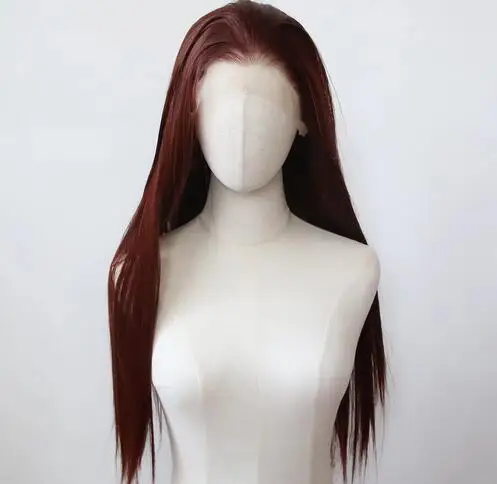 Reddish Brown Wig 13x4 Synthetic Lace Front Wig Long Straight Lace Front Synthetic Wig Pre Plucked Heat Resistant Fiber Hair