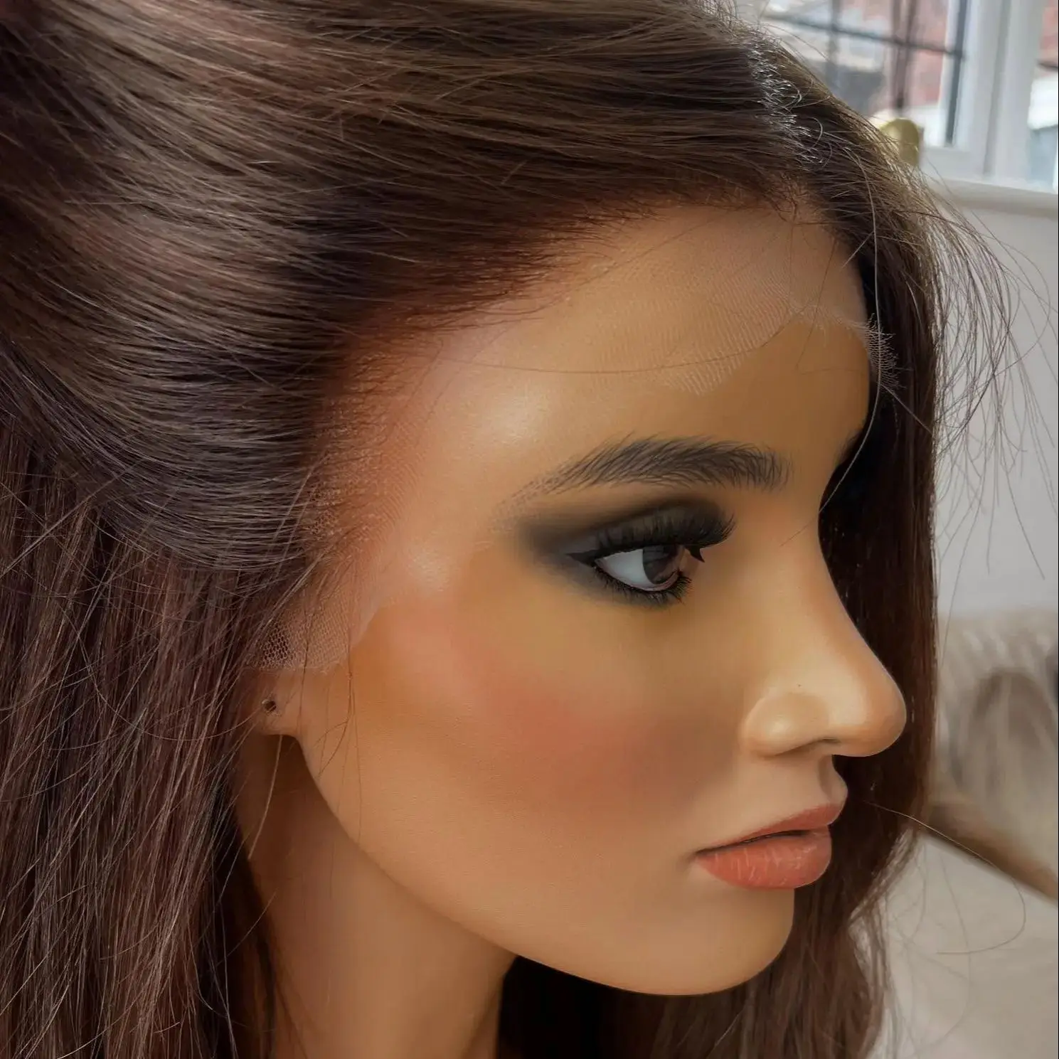 

Highlights 13x4 Ombre Brown Balayage Synthetic HD Lace Front Wig Natural Preplucked Hairline New In Medium Length Women's Wig