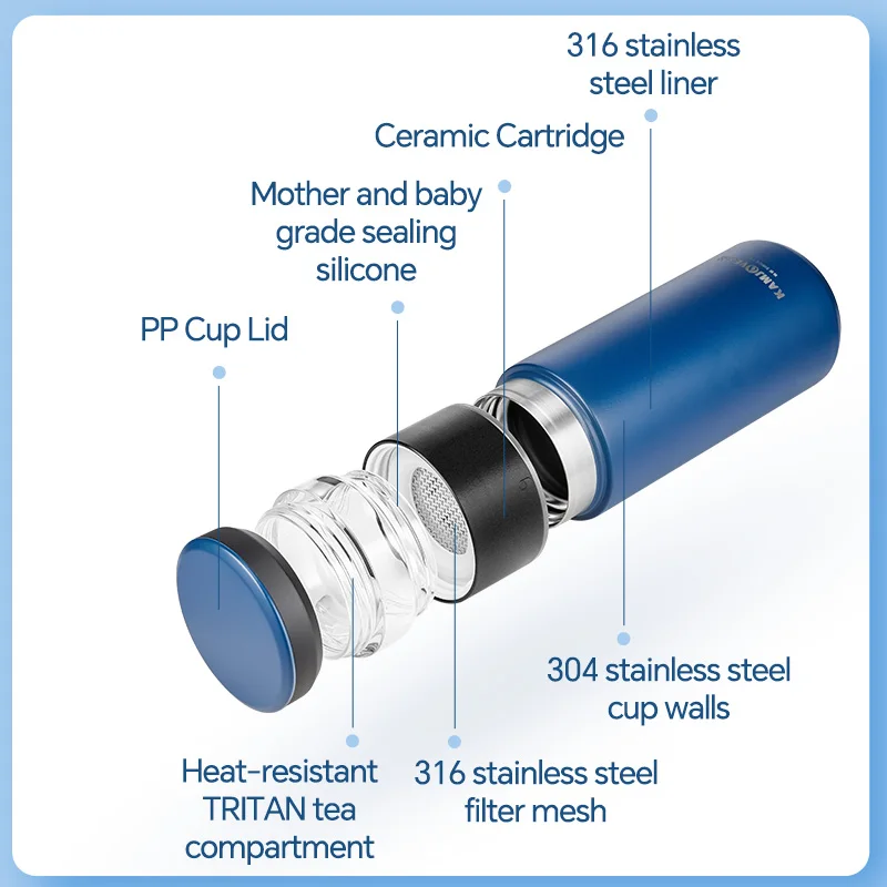 KAMJOVE Tea Separation Insulated Vacuum Cup 316 Stainless Steel Water Cup T-107 Tea Cup Outdoor Travel 400ML Warm-keeping Cup