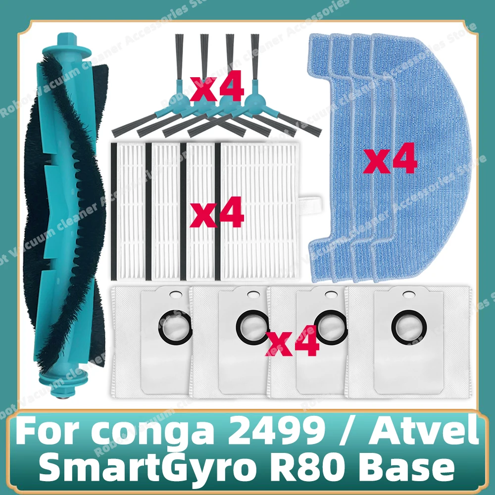 Kompatybilny z Cecotec Conga 2499 Ultra Home Titanium Advanced / Atvel SmartGyro R80 Części Główna szczotka boczna Filtr Hepa Worek na mopa
