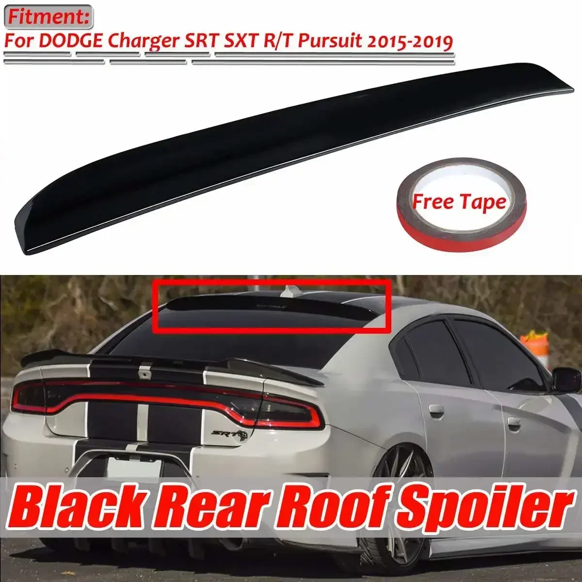 

R/T Rear Roof Spoiler Wing Lip Rear Window Roof Spoiler Visor Extension Wing For DODGE Charger SRT SXT R/T Pursuit 2015-2019