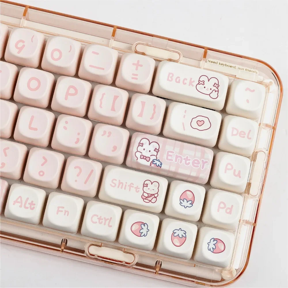 Snack Coelho Keycaps, Teclado Mecânico Rosa, Moa Keycaps, Wooting Material PBT para HI75, 68, 98, 99, 104, Switches MX