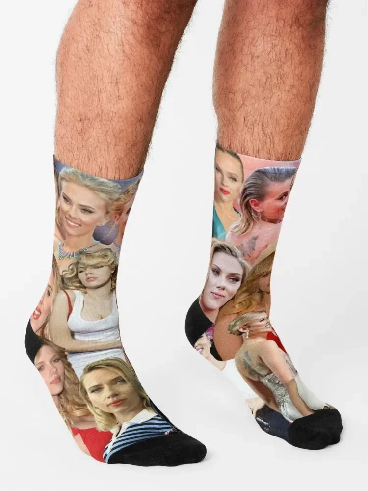 scarlett johansson collage Socks colored halloween Wholesale soccer anti-slip Socks Male Women's