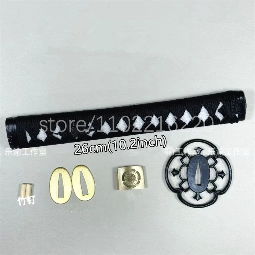 Nice 26cm Handle Real Rayskin Tsuka Steel Iron  Handguard Tsuba Habaki Seppa For Japanese Samurai Katana Tachi Sword Fittings