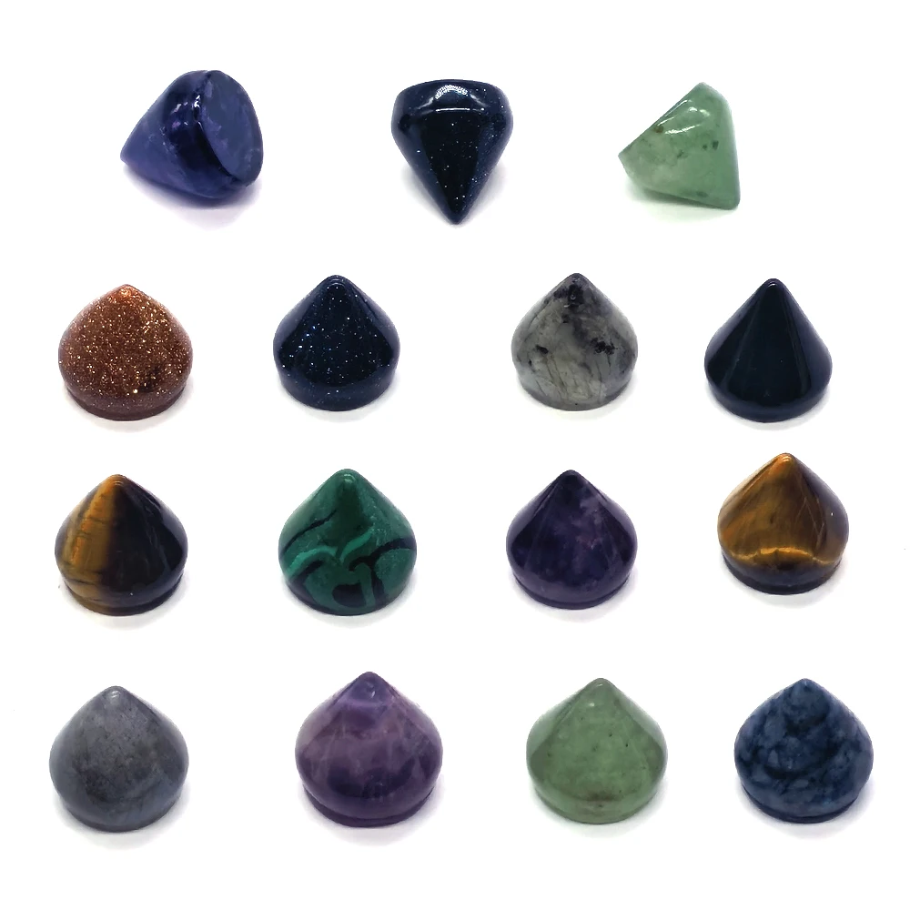

10*10mm Bullet Cone Studs And Spikes Natural Crystal Stone Amethyst Quartz Lapis Lazuli For Clothes Bag Shoe Craft Accessories