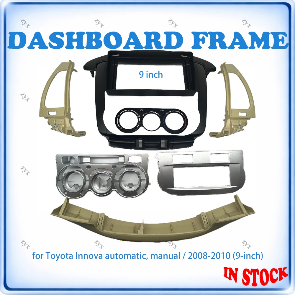 Car Radio Fascia Frame For Toyota Innova 2008-2010 9 inch Auto/Manual Stereo Panel Wiring Harness Power Cable