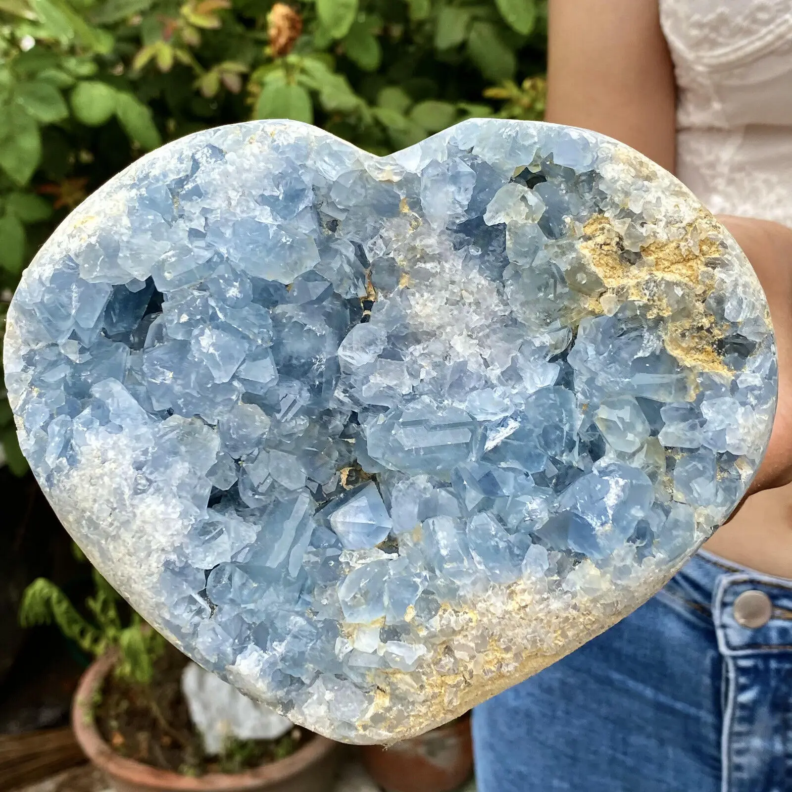 1pc Natural Celestite Crystal Quartz Energy Gem Heart-Shaped Crystal Cluster Reiki Healing Gift Room Decoration Home Furnishings