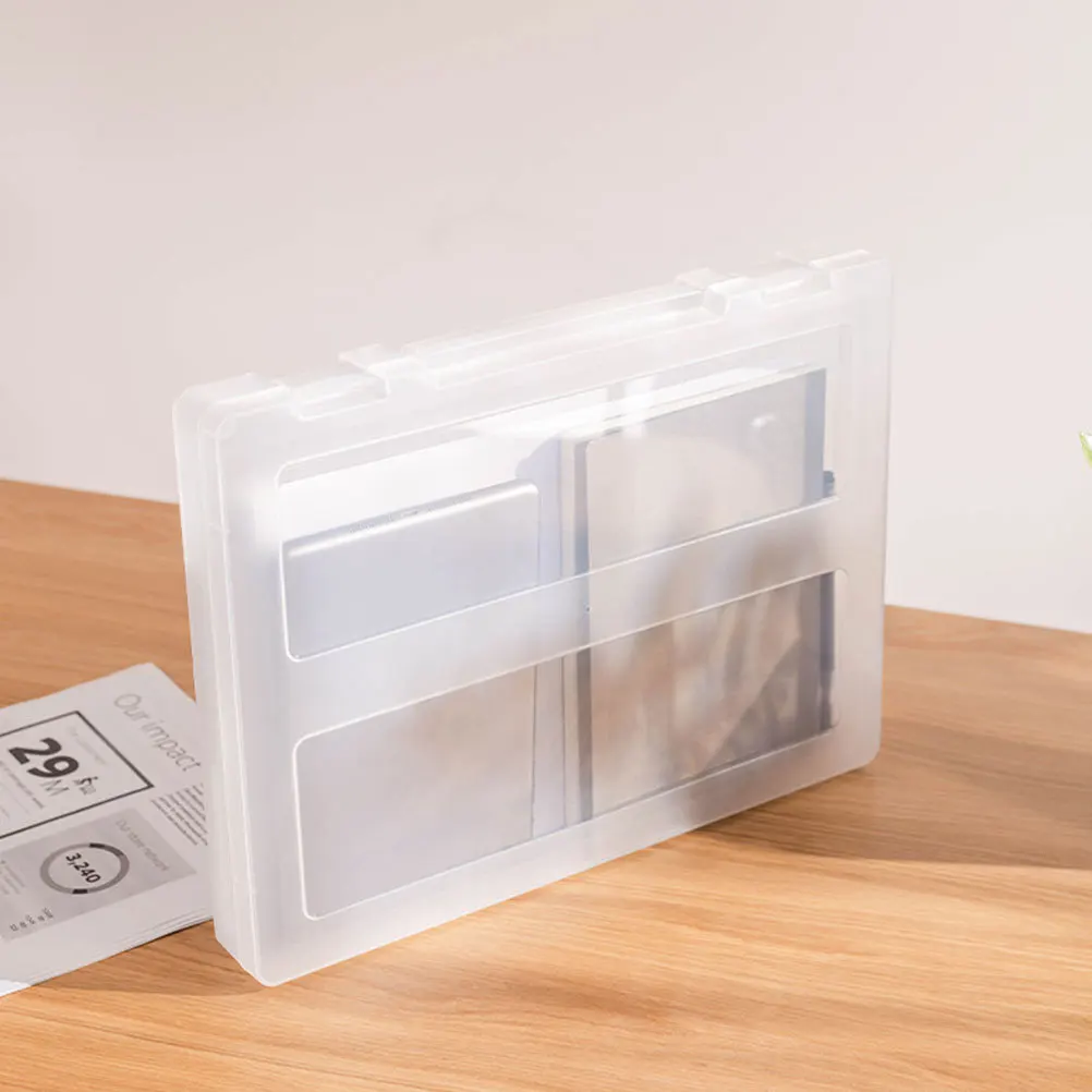 

Transparent File Box Portable Handheld A4 Document Organizer Buckle Lock Multi-Function Paper Storage Case Office Supply Holder