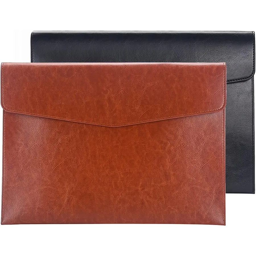 

PU Leather A4 File Folder Document Holder Envelope Folder Case with Sp Closure for Receipt Contract BlackandBrown