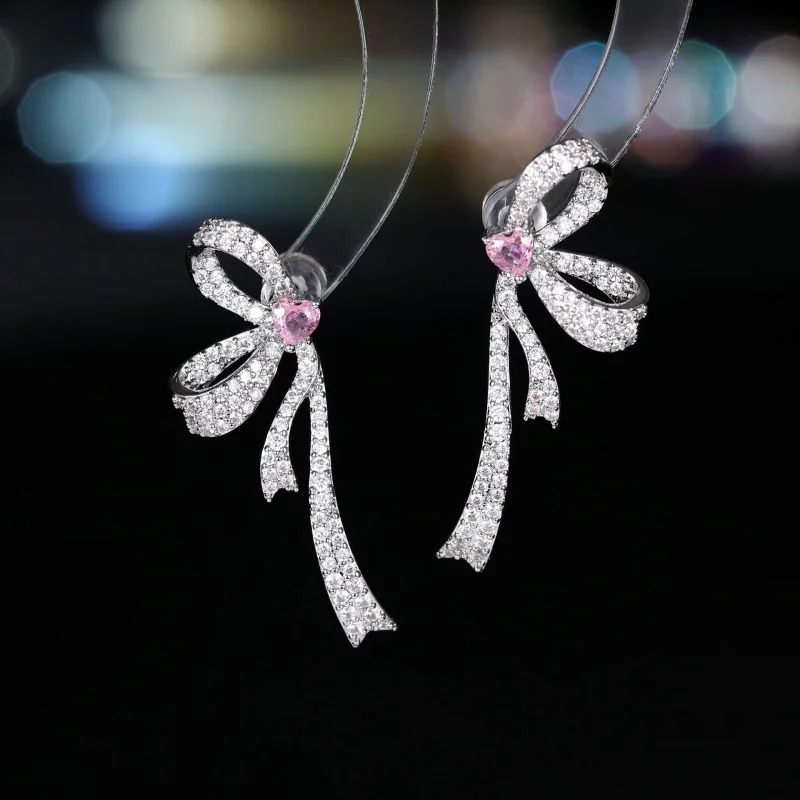

Light Luxury Design Sense Niche Bow Ribbon S925 Silver Needle High-end Exquisite Super Fairy Unique Fashion Earrings