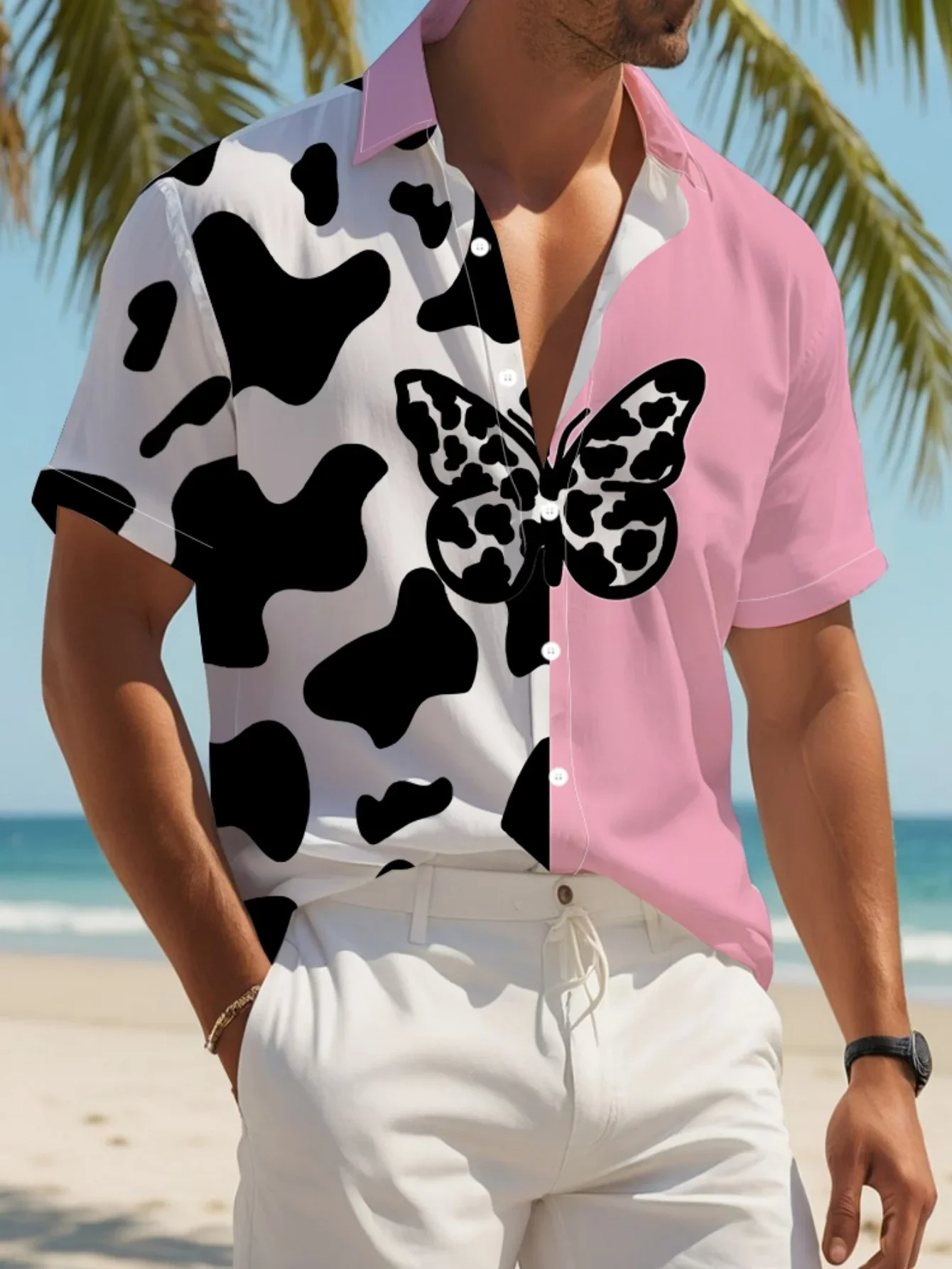 Men's Lightweight Hawaiian Shirt Summer Casual Man Short Sleeve Fashion Print Breathable Beach Holiday Party Outfit Shirts