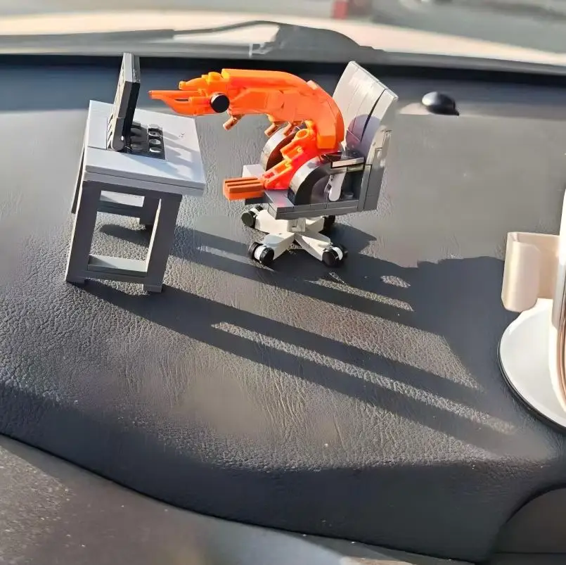 Immagini di foto reali appena aggiornate. Gancio per auto regalo per assemblaggio di puzzle con statuetta architettonica modulare a forma di gamberetti.