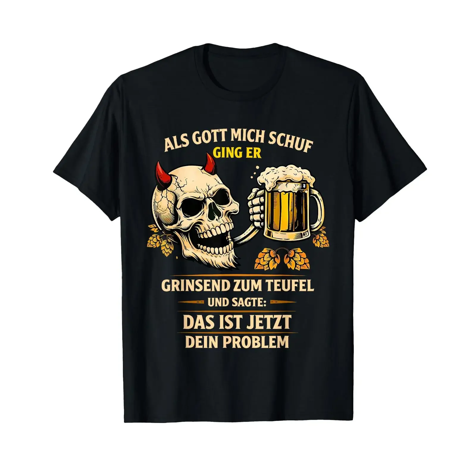 When God created me he went grinning to the devil T shirt vintage Washed streetwear Versatile homme designer clothes Soft