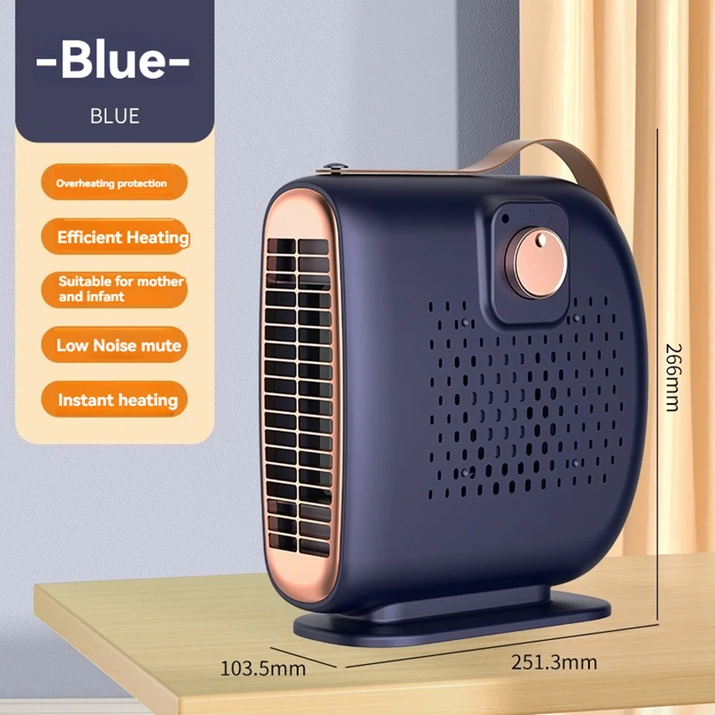 Portable Electric Heater 800W Space Heater PTC Rapid Heating Automatic Constant Temperature for Office Home Blue (EU)