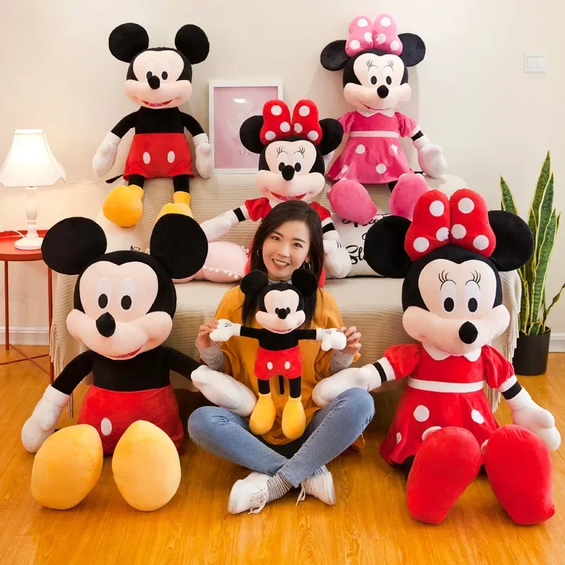 35cm Disney Mickey Mouse Plush Toys Kawaii Anime Mickey Minnie Stuffed Plush Models Dolls Toys Kids Birthday Christmas Gift