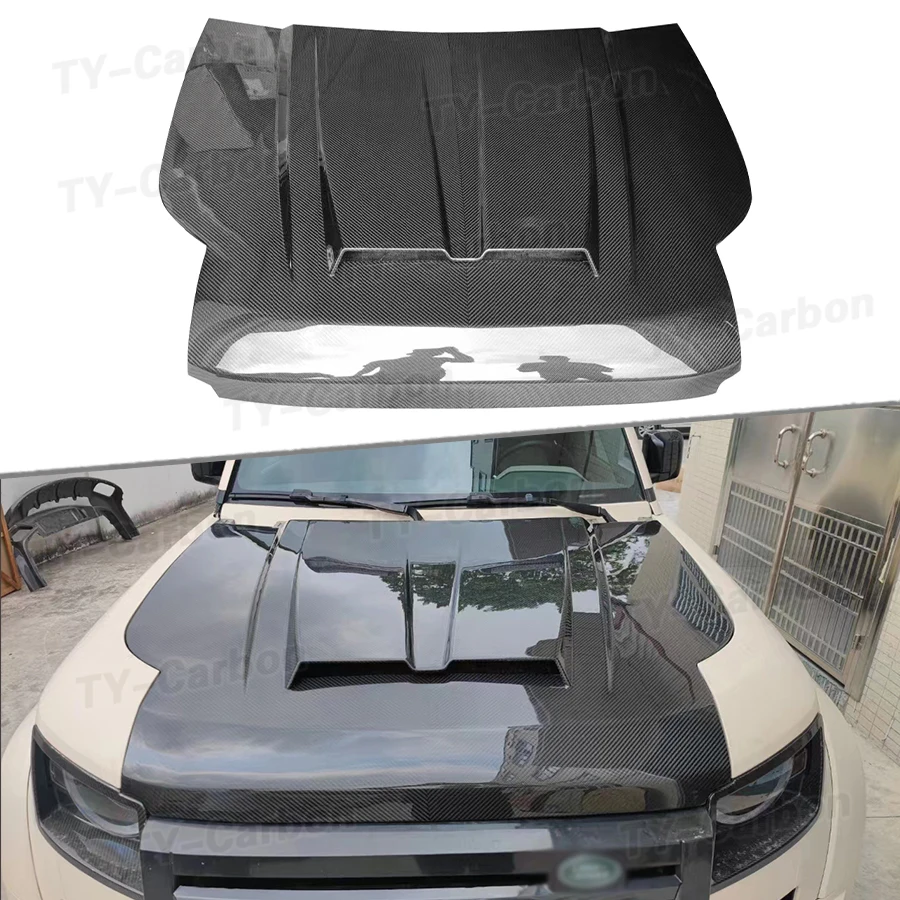 

High Quality Real Carbon Fiber Front Engine Hood Vent Cover For LAND ROVER Defender 90 110 2019-2022 Car Accessories