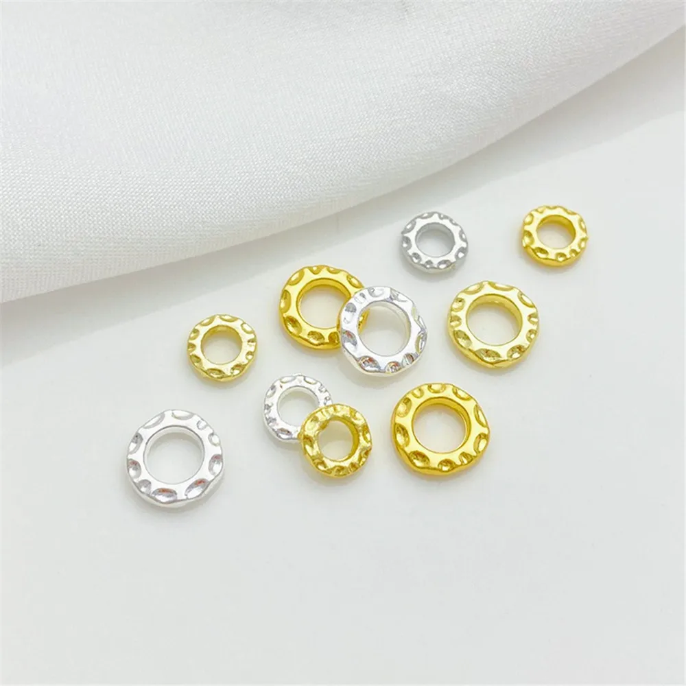 

18K Gold Inlaid Double Row Zircon Beads Loose Beads Handmade DIY String Bracelet Necklace Jewelry Material Accessories