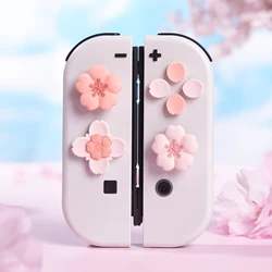 Geeks hare Silikon Kreuz D-Pad Knopf kappen Set niedlichen Abxy Schlüssel knöpfe Aufkleber kompatibel mit Nintendo Switch/Oled Joy Con,Sakura