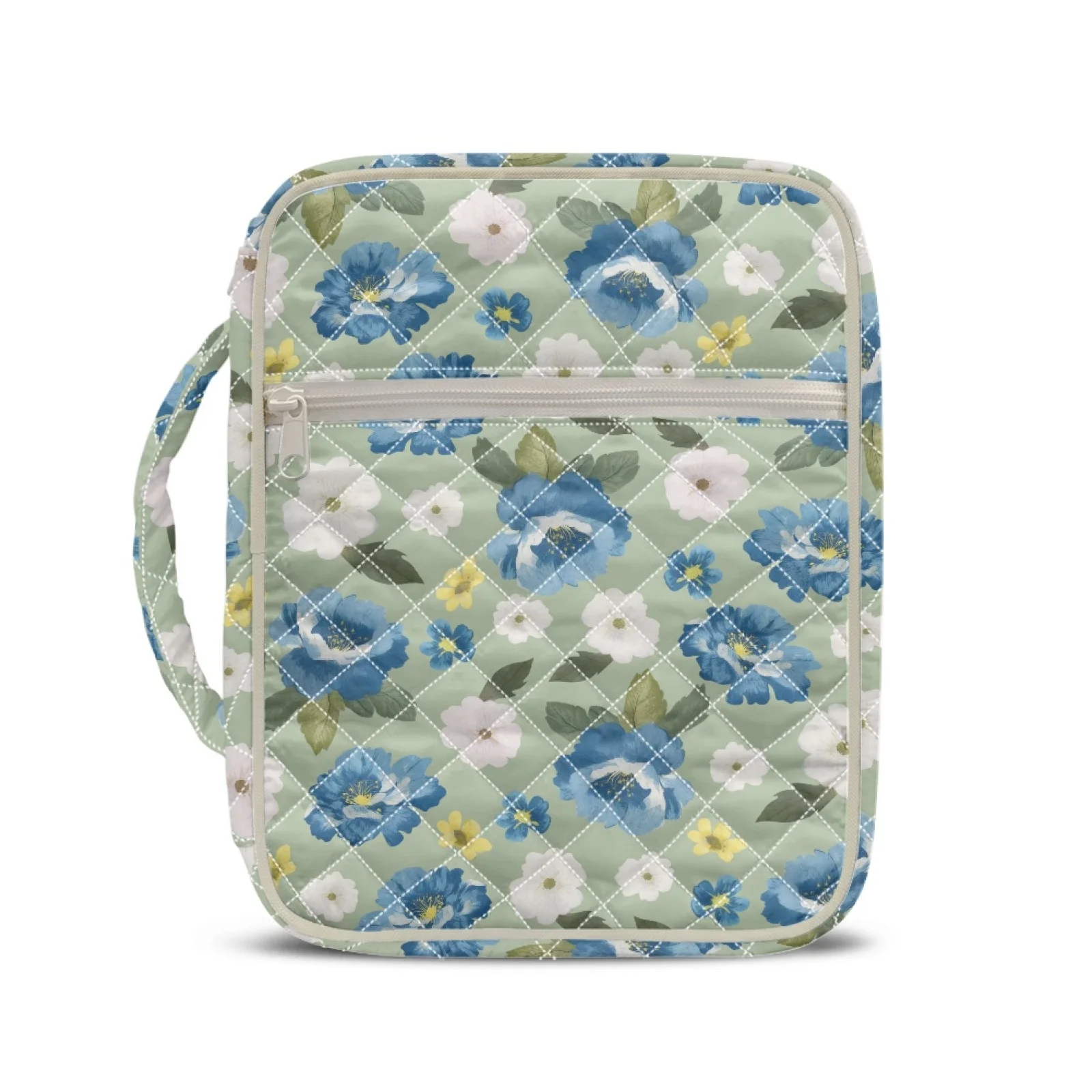 Coloranimal Blue Floral Quilted Bible Cover Case, Polyester Fabric Zipper Case for Daily Scripture Reading 2026 Trending