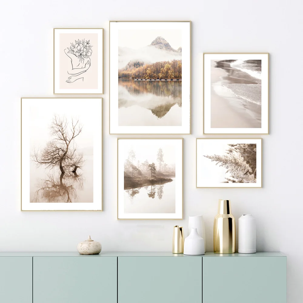 

Natural Foggy Mountains Forest Calm Lake Dead Tree Wall Art Print Canvas Painting Poster Decor Pictures For Couple Lovers Room