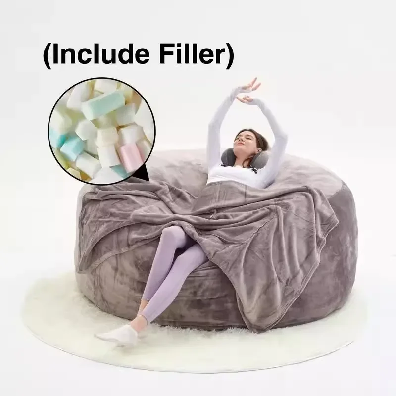 Indoor Lounge Furniture FY Modern Japanese Bean Bag Sofa, Foldable Round Single Seat Super Soft Compressed Sponge