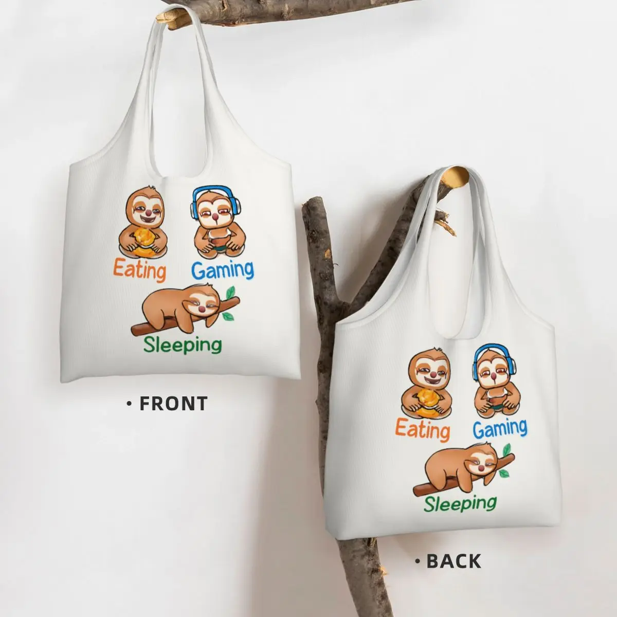 حقيبة كتف قماشية ذات سعة كبيرة للأكل واللعبة والنوم من Sloth Life، حقيبة كتف واحدة للتنقل للعمل للنساء، حقيبة تسوق صديقة للبيئة #3