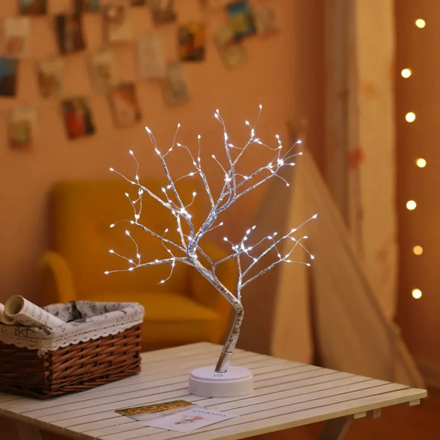 Fairy Tree Table Lamp Battery/USB Copper Wire 108 LED Fire Decorative Desk Night Light  Bedroom Gifts Christmas Decoration