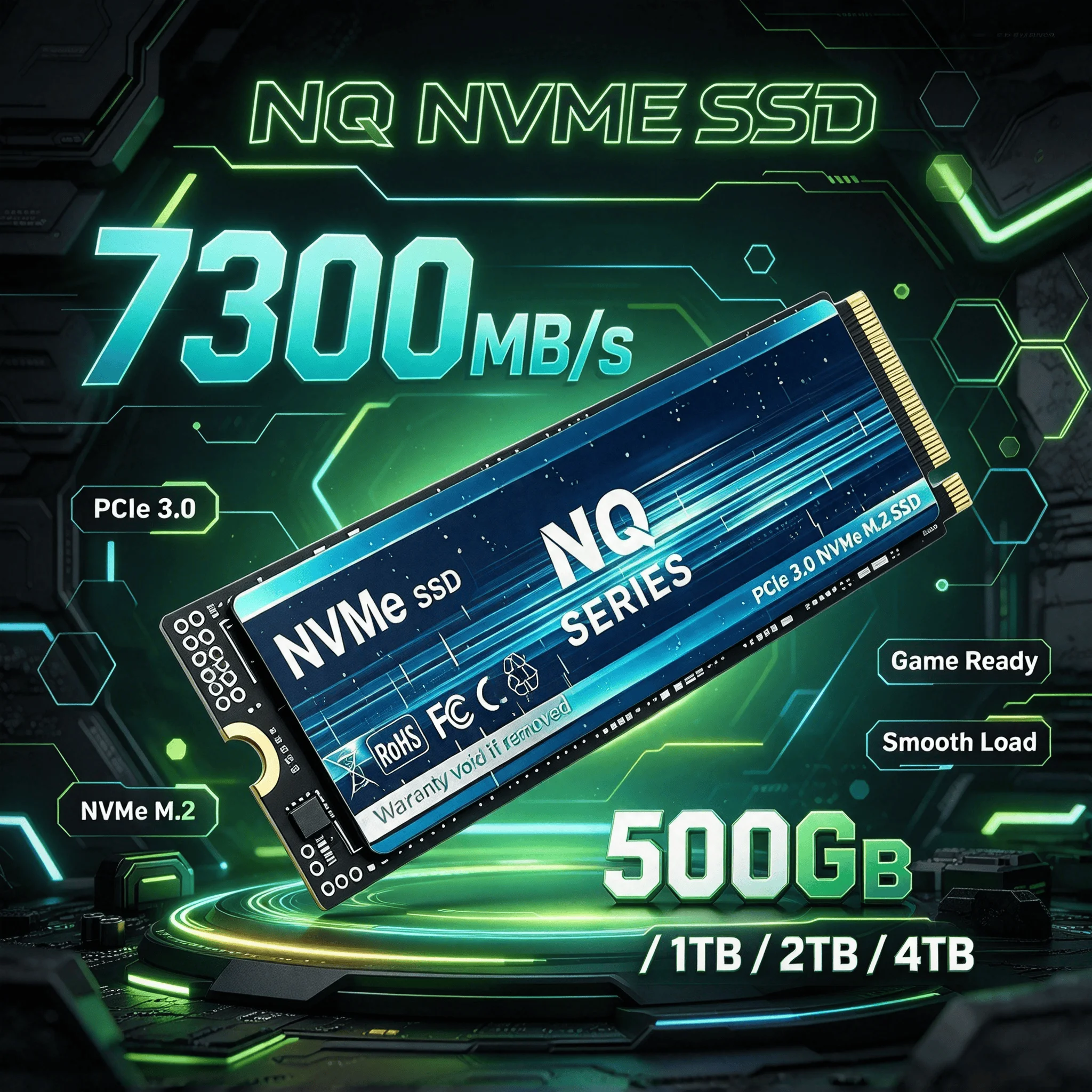 NQ M.2 NVMe PCIe 3.0 Gaming SSD 4TB 2TB 7300MB/s Ultra High Speed Internal Solid State Drive for PC Laptop Desktop Pro Max