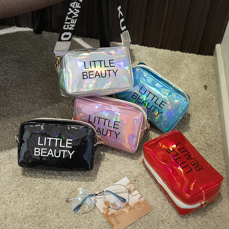 Mini Women Laser Letter Crossbody Bag Messenger Shoulder Bag PVC Jelly Small Tote Messenger Candy Colors Bags Laser Holographic