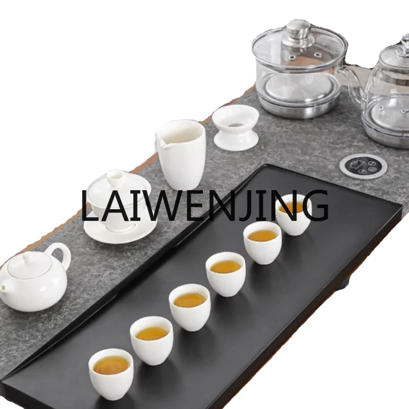 

RWJ Black Gold Stone Tea Tray Whole Piece Suit Chinese Water Induction Cooker Kettle Integrated