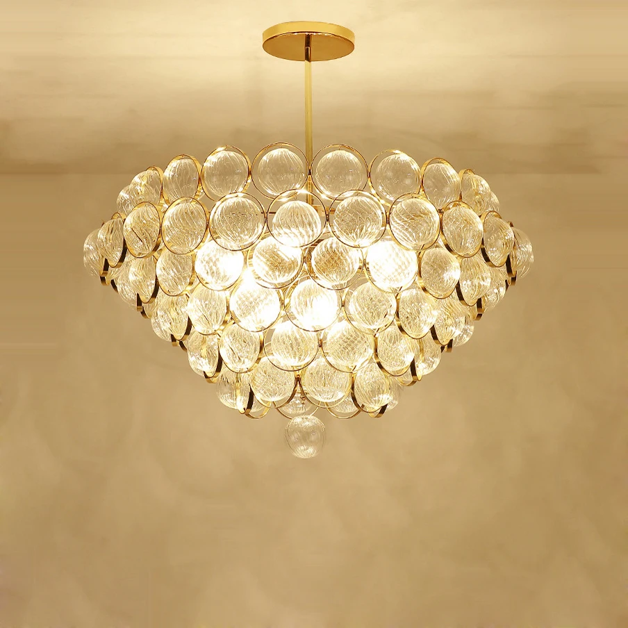 

led e14 Postmodern Iron Glass Gold Lustre Chandelier Lighting Suspension Luminaire Lampen For Dinning Room