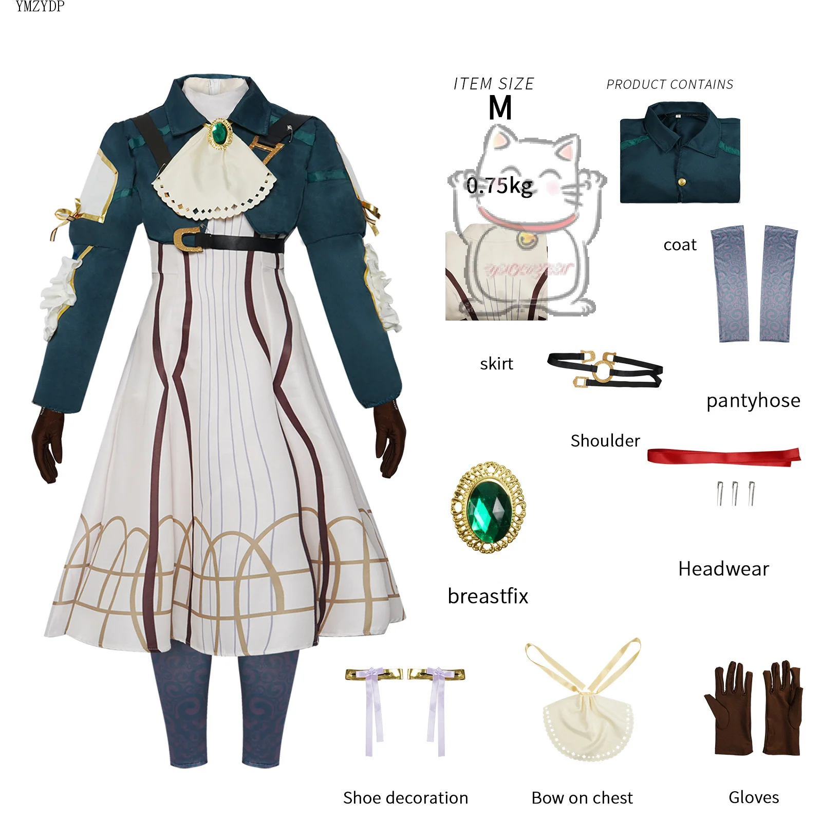 

Violet Eternal Garden Violet Coswear Anime Lolita Green Dress Fashion Set