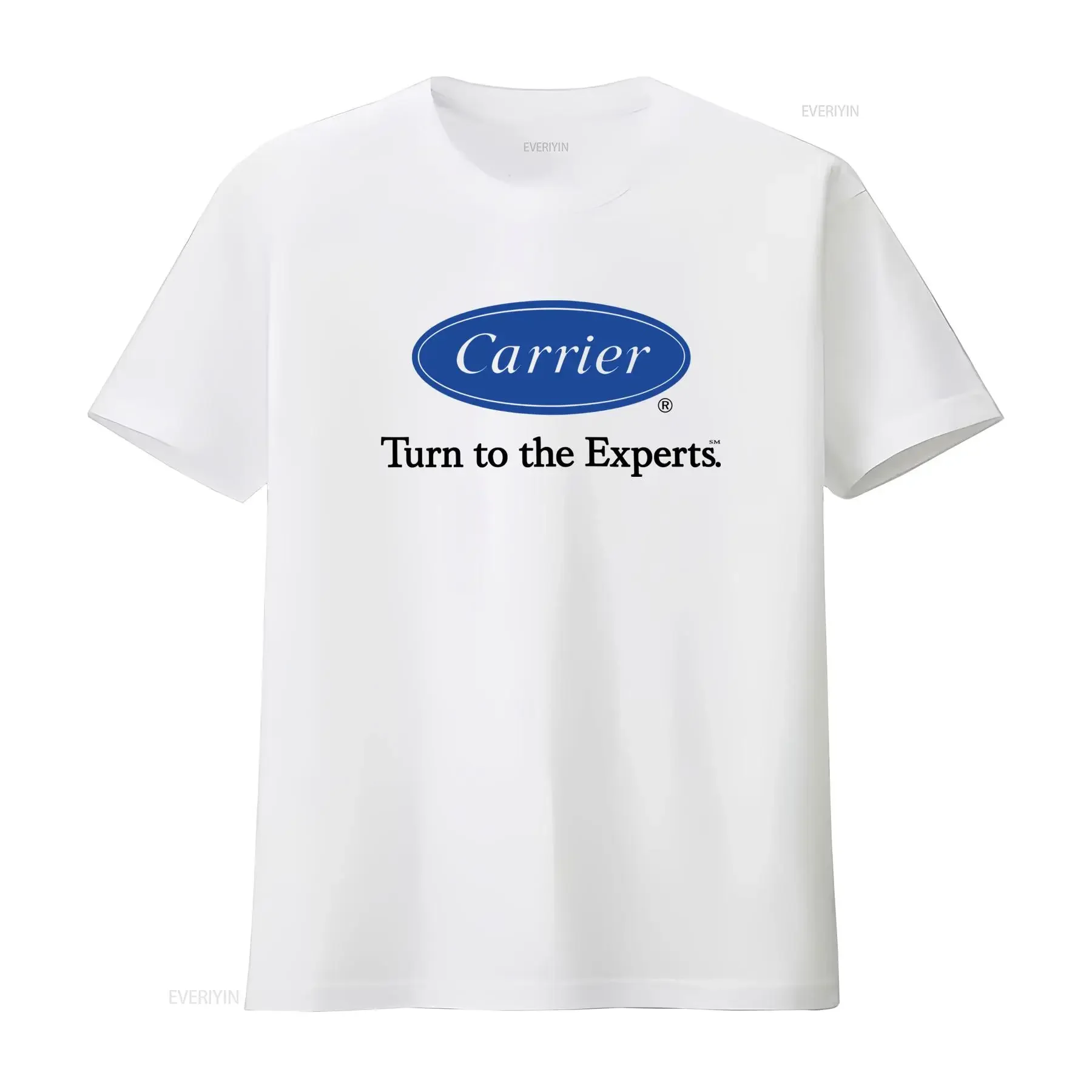 Carrier Logo White T Shirt HVAC Air Conditioning House Shop Work Turn to the Experts vintage Washed Versatile Breathable