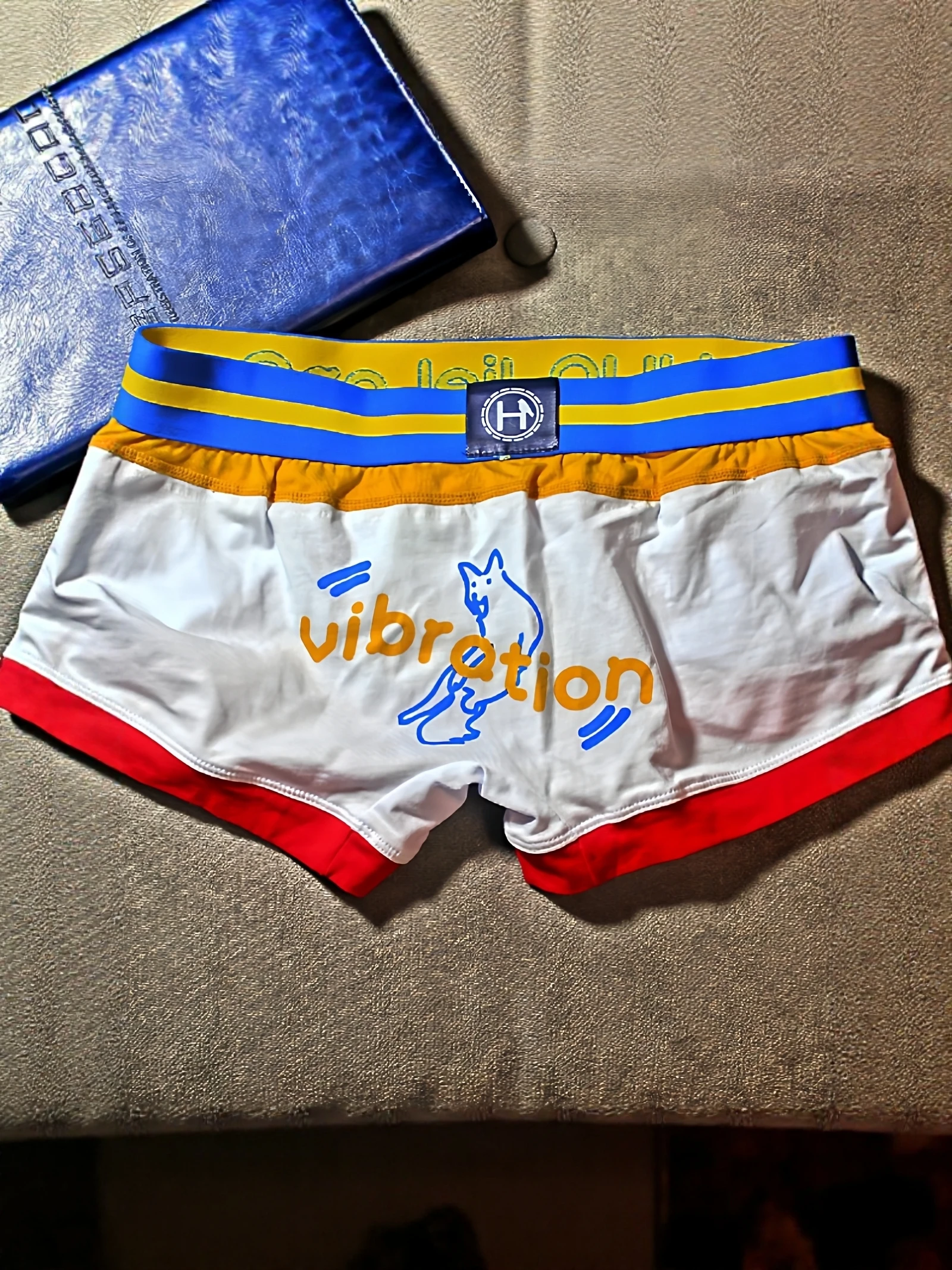 White Fashionable Japanese Style Contrast Color Men's Underwear Pure Cotton Trendy Boxer Shorts Side Opening Sweat Absorbent