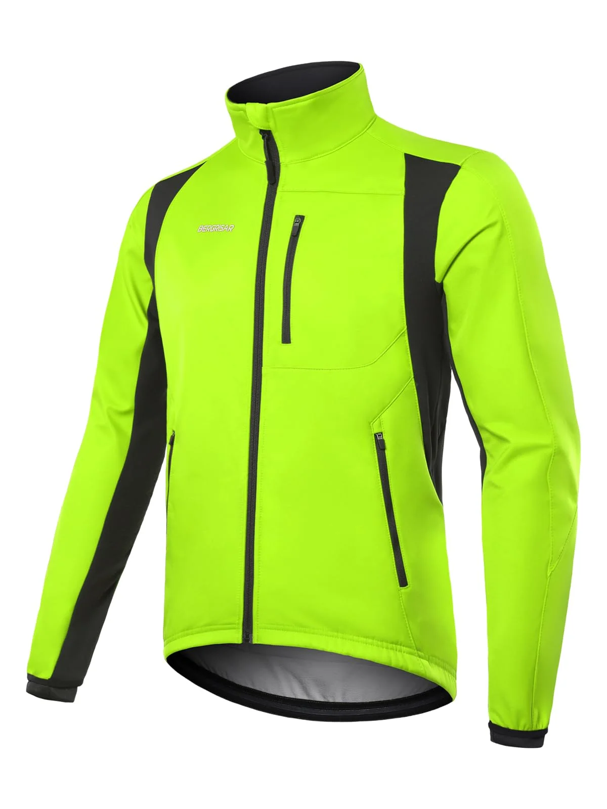 BERGRISAR Men's Winter Cycling Jacket Softshell Windproof Thermal Fleece Bike Jacket Running Jacket Windbreaker BGA025