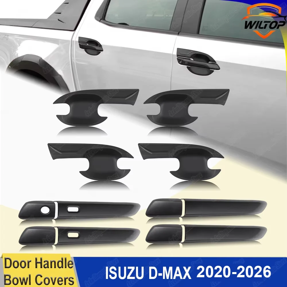 

ABS Matte Black Car Door handle bowl cover Trim For ISUZU D-MAX Dmax 2020-2026 Protector handle cover Car Exterior Accessories