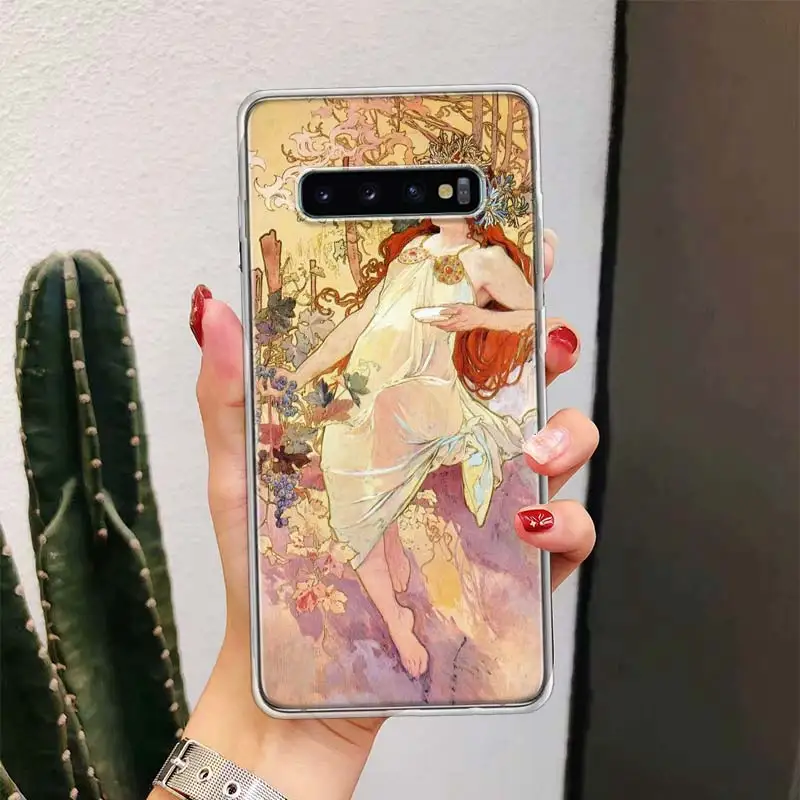 Alfons Mucha Primavera For Samsung Galaxy S24 S23 S21 S22 Ultra S10 Plus S20 FE Phone Case S10E S8 S9 + Housing Shell Coque