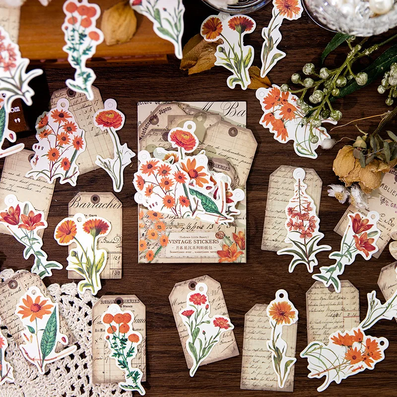 40 Pcs/Pack Moon Set Star Fall Series Material Pack, Vintage Journal Supplies for Scrapbooking & Collage Decoration