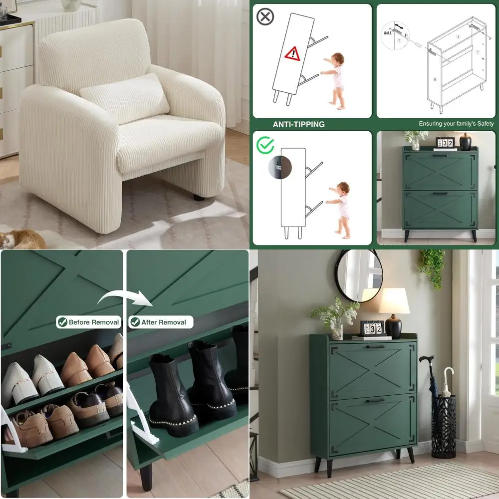 Modern Upholstered Accent Chair with Lumbar Support for Living Room and Bedroom Comfort
