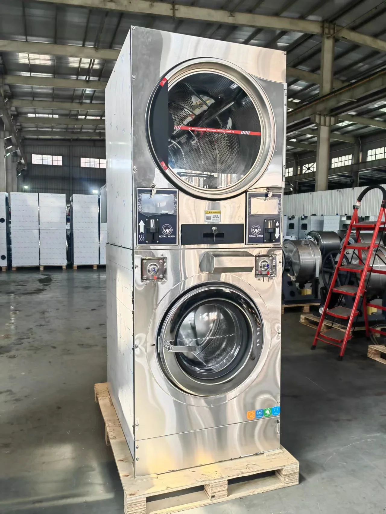 16-22kg Fully Automatic Stack Washer Dryer Commercial Laundry Equipment For Laundromat 5 Years Warranty