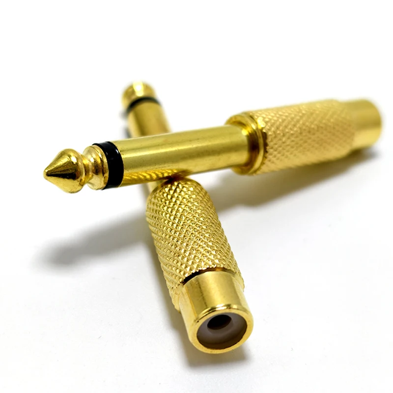

1/5/10PCS Musical Sound RCA Phono to 6.35mm STEREO Jack Plug Adapter Connector 6.35mm MONO 1/4" Male Jack Plug To RCA Plug