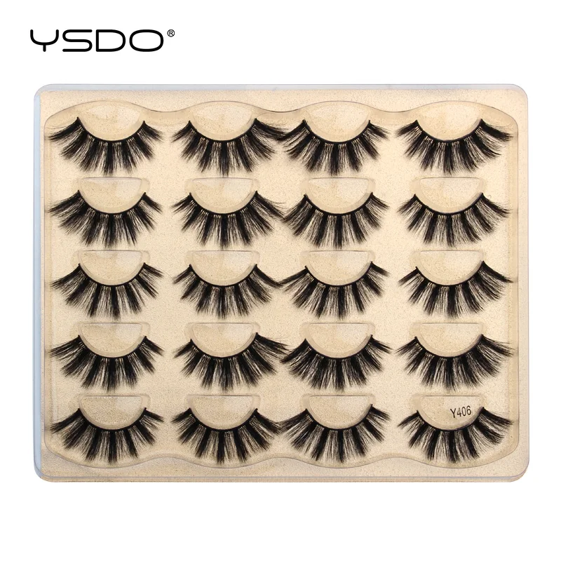 YSDO 10 pairs mink eyelashes hand made cilios mink 3d false eyelashes natural long volume eyelash 3d mink lashes faux lashes