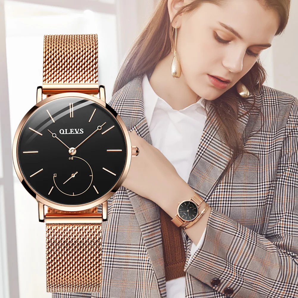 OLEVS 5190 Women's Watches Elegant Fashion Original Quarzt Watch Waterproof Luminous  luxury Mesh belt Wristwatch Reloj Mujer