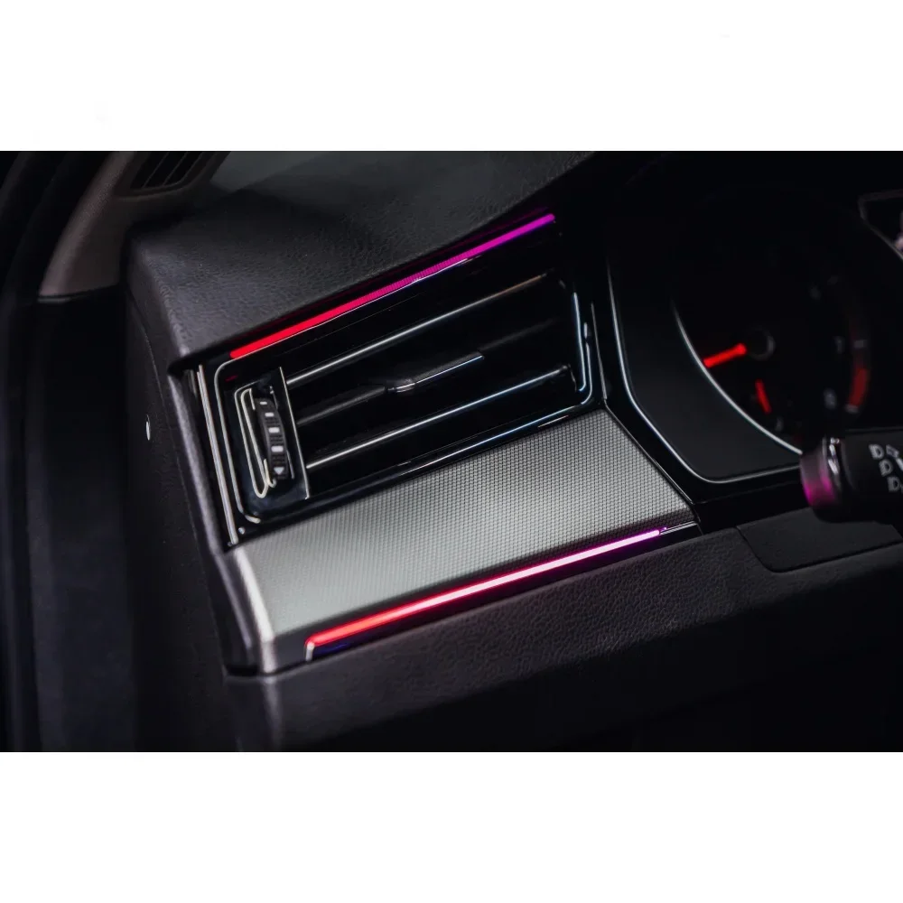 For VW Passat B8  Dynamic Atmosphere Light Chrome mold + Perfect instrument screen /APP control 64 color ambient light
