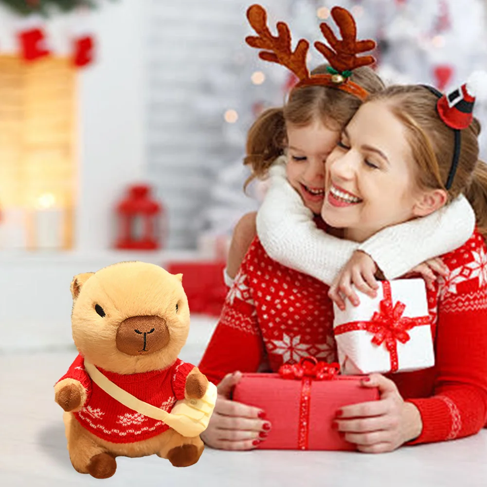 Urocza pluszowa kapibara DIY z ubraniami i torebką, kreskówkowe lalki kapibary, pluszaki kapibary, prezenty dla chłopców i dziewczynek