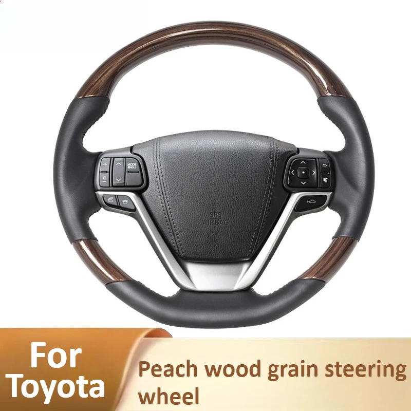 

For Toyota Highlander/Sienna 2015-2021 Peach Wood Grain Steering Wheel Interior Modification Accessories