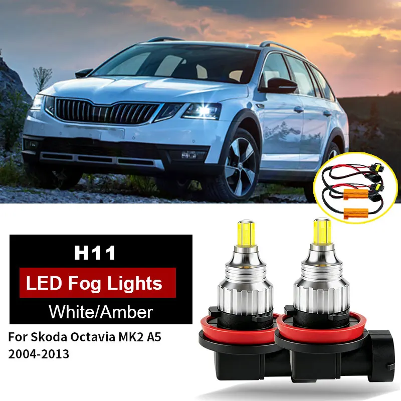 

2PCS For Skoda Octavia MK2 A5 2004-2013 H11 LED Headlight High Power Canbus H8 H16(JP) Turbo Front Fog Lamp 6000K Car Light 12V