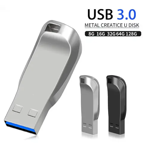 High-Speed Metal Rod USB Flash Drive 3.0 Pendrive - 128GB 64GB 32GB 16GB 8GB - Durable Free Stick Pen U Disk for Data Storage
