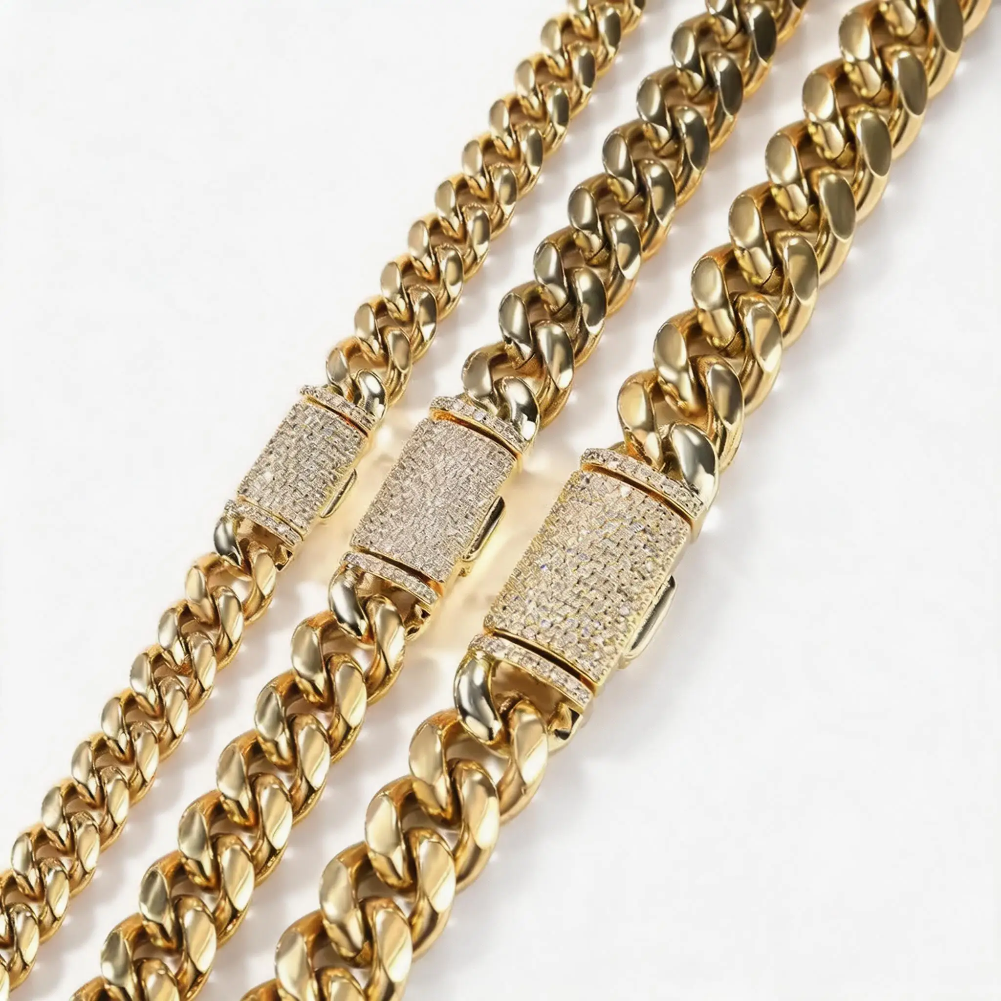 

Men's Hip Hop Stainless Steel Cuban Chain Necklace, Zircon Flip Square Buckle, High-End Fashion Jewelry